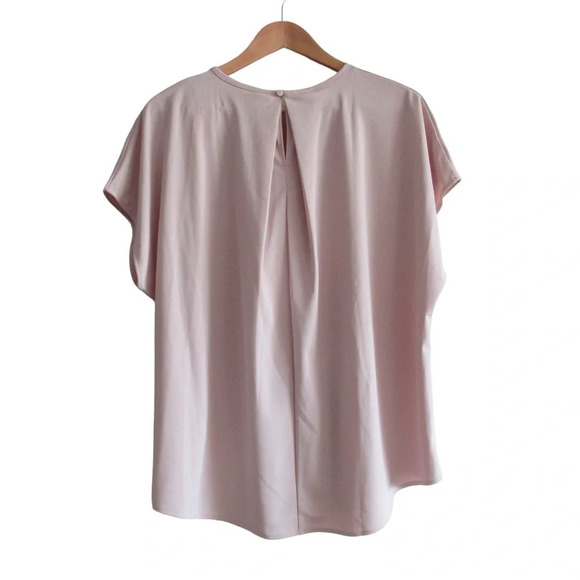 Uniqlo Womens Pink Short Sleeve Blouse Size XXL Crewneck Keyhole Back Careerwear - Picture 2 of 7
